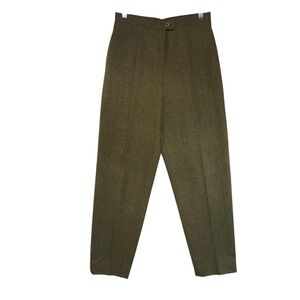Jones New York Petite Virgin Wool Tweed Dress Tailored Pants Olive Green Size 8P